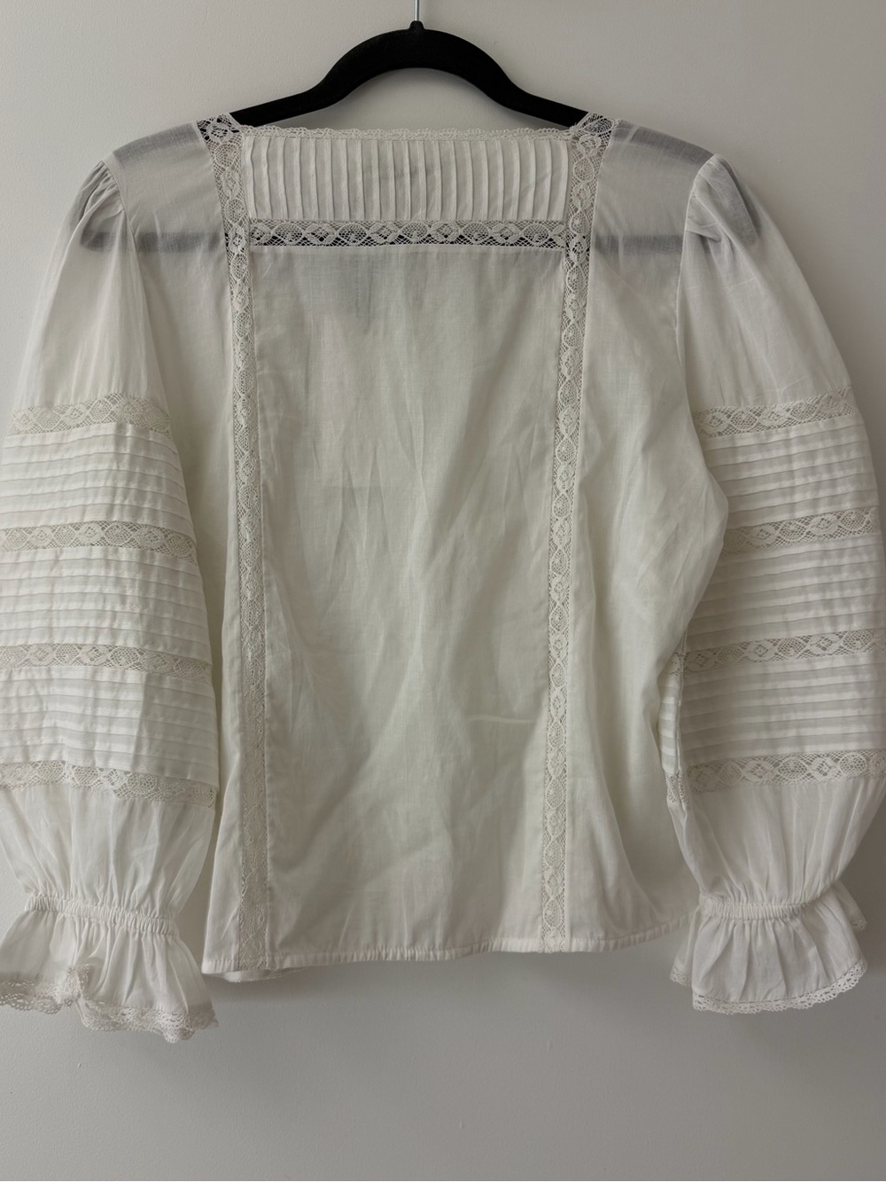 Zara White Romantic  Lace-Trim Peasant Blouse - Picture 5 of 5